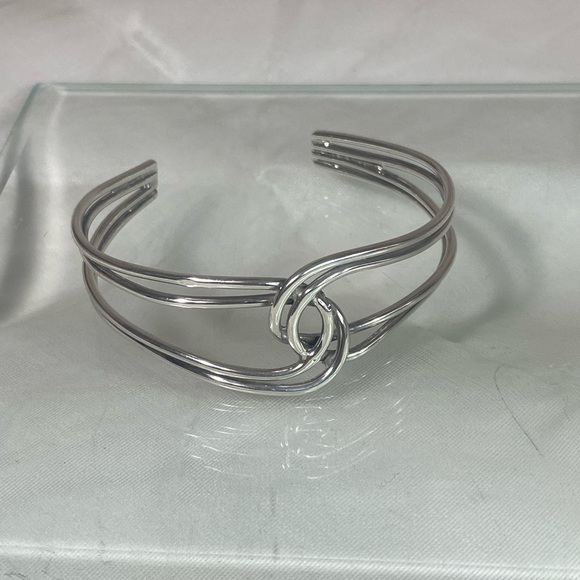 925 Sterling Silver intertwined cuff bracelet VINTAGE - Picture 7 of 10